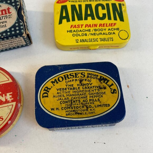 Lot 4 Vintage Medicine Tins Dr. Morse's Indian Root Pills Feen-a-mint Laxative - Picture 5 of 9